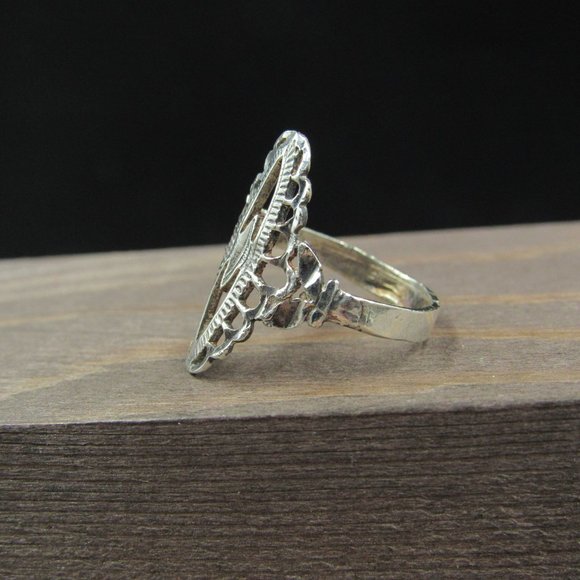 Size 6 Sterling Silver Cutout Style Rustic Band - Picture 2 of 7